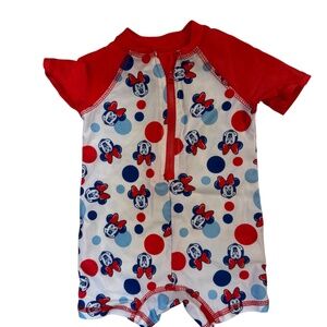 Disney Baby Minnie Mouse one-piece rash guard swimsuit 3/6 Month